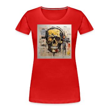 SKULL STREET ART - T-shirt bio Premium Femme - rouge - Devant - Mia (176cm)