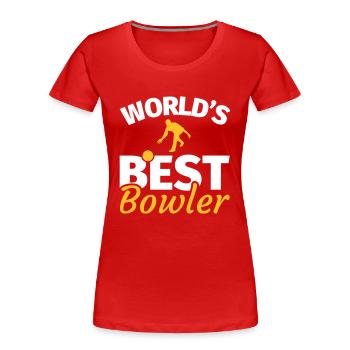 Bowling Bowler Bowlingspieler Geschenk - Frauen Premium Bio T-Shirt - Rot - Vorne - Mia (176cm)