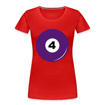 Billard Kugel Nummer 4 - Frauen Premium Bio T-Shirt - Rot - Vorne - Mia (176cm)