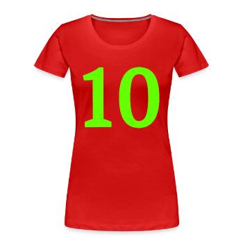 Numéro 10 - T-shirt bio Premium Femme - rouge - Devant - Mia (176cm)