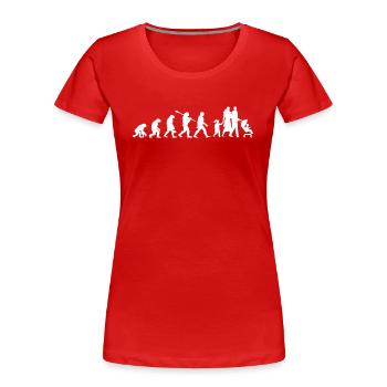 Évolution Famille - Cadeau D'anniversaire Famille - T-shirt bio Premium Femme - rouge - Devant - Mia (176cm)