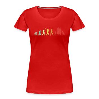 Évolution Famille - Cadeau D'anniversaire Famille - T-shirt bio Premium Femme - rouge - Devant - Mia (176cm)