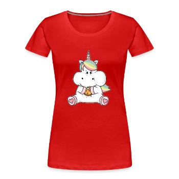 Lustiges Pizza Einhorn dick pummelig Unicorn Humor - Frauen Premium Bio T-Shirt - Rot - Vorne - Mia (176cm)