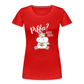 Lustiges Pizza Einhorn dick pummelig Unicorn Humor - Frauen Premium Bio T-Shirt - Rot - Vorne - Mia (176cm)