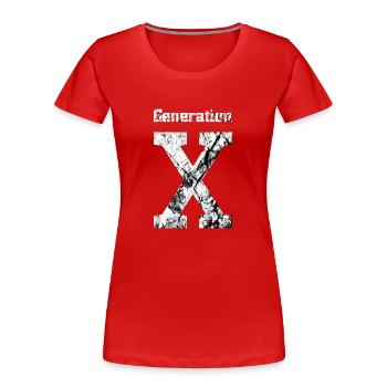 Generation X - Frauen Premium Bio T-Shirt - Rot - Vorne - Mia (176cm)