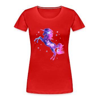 Unicorn stars, galaxy, space, horse, fantasy, - Women's Premium Organic T-Shirt - red - Front - Mia (176cm)
