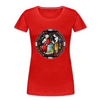 kirchenfenster heiliger am brunnen - Frauen Premium Bio T-Shirt - Rot - Vorne - Mia (176cm)