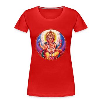 Ganesha - Frauen Premium Bio T-Shirt - Rot - Vorne - Mia (176cm)