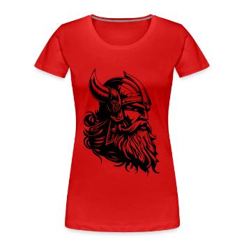 Viking Head Warrior Viking - Women's Premium Organic T-Shirt - red - Front - Mia (176cm)