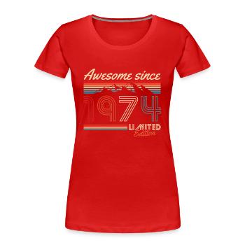 1974 Jahrgang Berge Retro Geburtstag - Frauen Premium Bio T-Shirt - Rot - Vorne - Mia (176cm)