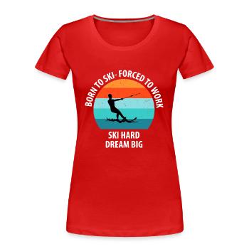 Ski nautique, ski nautique, skieurs nautiques - T-shirt bio Premium Femme - rouge - Devant - Mia (176cm)