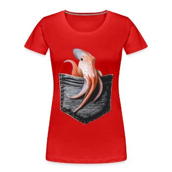 Tintenfisch - Frauen Premium Bio T-Shirt - Rot - Vorne - Mia (176cm)