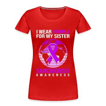 Infirmière en sarcoïdose - T-shirt bio Premium Femme - rouge - Devant - Mia (176cm)