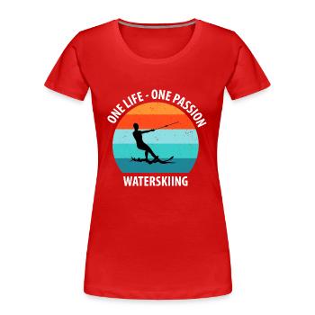 Ski nautique, ski nautique, skieurs nautiques - T-shirt bio Premium Femme - rouge - Devant - Mia (176cm)