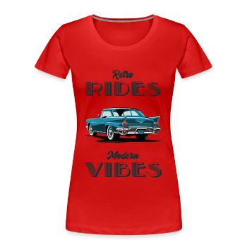 Retro rides Modern Vibes. Retro car design. - Women's Premium Organic T-Shirt - red - Front - Mia (176cm)