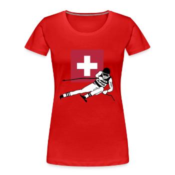 ski - alpine - apres - Schweiz - T-shirt bio Premium Femme - rouge - Devant - Mia (176cm)