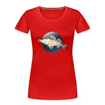 Zander Angeln Fischen - Frauen Premium Bio T-Shirt - Rot - Vorne - Mia (176cm)