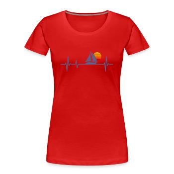 Segeln Herzschlag Segler Segelboot Kapitän - Frauen Premium Bio T-Shirt - Rot - Vorne - Mia (176cm)