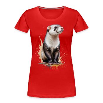 Frettchen Aquarell - Verspieltes Fellknäuel - Frauen Premium Bio T-Shirt - Rot - Vorne - Mia (176cm)