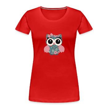 Eule Blumenmuster - Frauen Premium Bio T-Shirt - Rot - Vorne - Mia (176cm)