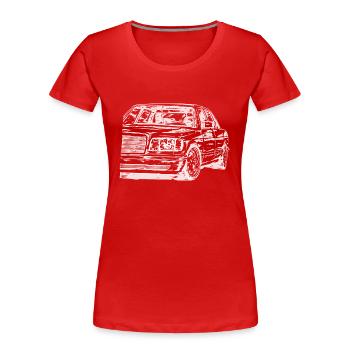W126 Dirty Vintage Style - Women's Premium Organic T-Shirt - red - Front - Mia (176cm)
