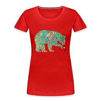 bär mit schneeglöckchen e 4 - Frauen Premium Bio T-Shirt - Rot - Vorne - Mia (176cm)