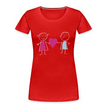 Amour / Saint Valentin / Coeur / Bébé / Love - T-shirt bio Premium Femme - rouge - Devant - Mia (176cm)