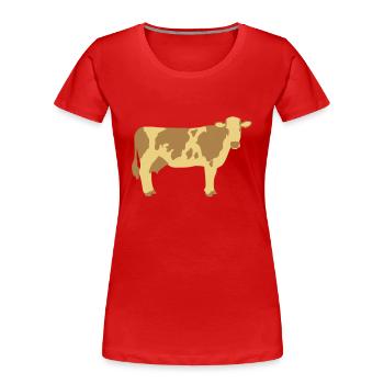 Cow 3 - Women's Premium Organic T-Shirt - red - Front - Mia (176cm)