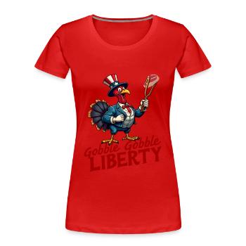 Gobble Gobble Liberty - Frauen Premium Bio T-Shirt - Rot - Vorne - Mia (176cm)