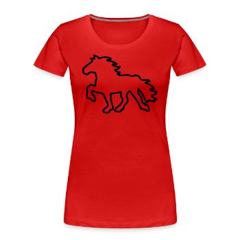 Islandpferd Kontur (schwarz) - Frauen Premium Bio T-Shirt - Rot - Vorne - Mia (176cm)