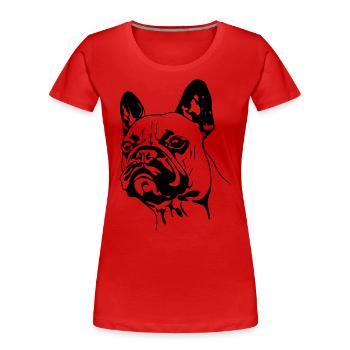Französische Bulldogge Kopf - Frauen Premium Bio T-Shirt - Rot - Vorne - Mia (176cm)