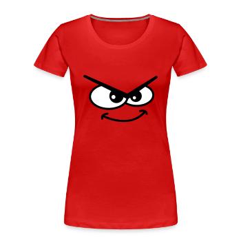 Böse gucken Cartoon Gesicht Cooles Freches Grinsen - Frauen Premium Bio T-Shirt - Rot - Vorne - Mia (176cm)