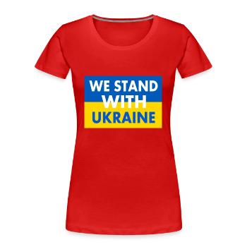 We stand with ukraine - T-shirt bio Premium Femme - rouge - Devant - Mia (176cm)