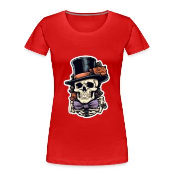 Crâne Halloween - T-shirt bio Premium Femme - rouge - Devant - Mia (176cm)
