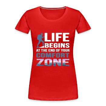 Wandern Wanderstock servus alpin-zone Bergwandern - Frauen Premium Bio T-Shirt - Rot - Vorne - Mia (176cm)