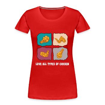hühner "types pf chicken" chickenwings - Frauen Premium Bio T-Shirt - Rot - Vorne - Mia (176cm)