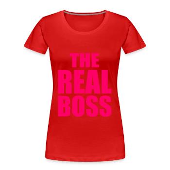 The real boss - T-shirt bio Premium Femme - rouge - Devant - Mia (176cm)