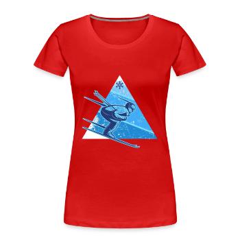 Skieur alpin « ski alpin » sculptant le ski FIS - T-shirt bio Premium Femme - rouge - Devant - Mia (176cm)