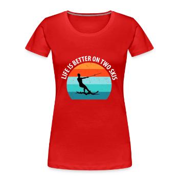 Ski nautique, ski nautique, skieurs nautiques - T-shirt bio Premium Femme - rouge - Devant - Mia (176cm)