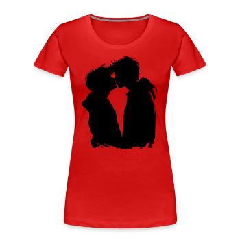 Küssen - Frauen Premium Bio T-Shirt - Rot - Vorne - Mia (176cm)