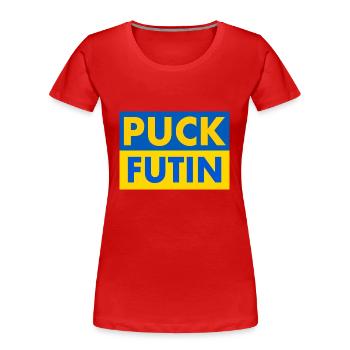 Puck futin - Frauen Premium Bio T-Shirt - Rot - Vorne - Mia (176cm)