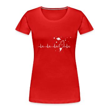 Heartbeat Space T Shirt - Women's Premium Organic T-Shirt - red - Front - Mia (176cm)