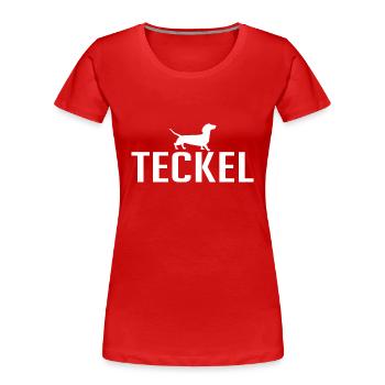 Teckel Hunderasse Hund Hunde Wilsigns - Frauen Premium Bio T-Shirt - Rot - Vorne - Mia (176cm)