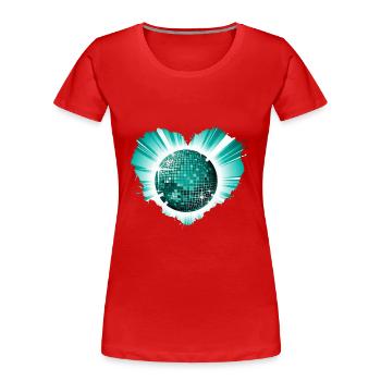 Techno Hard Beats Disco Ball Partypeople Disco - Women's Premium Organic T-Shirt - red - Front - Mia (176cm)