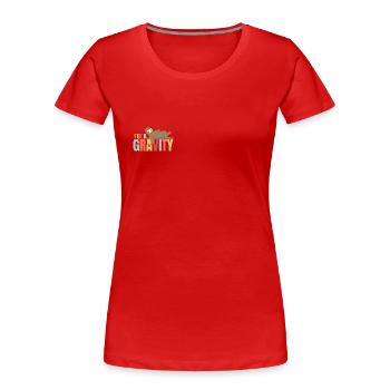 Boulder design climbing sloth, FUCK GRAVITY - Women's Premium Organic T-Shirt - red - Front - Mia (176cm)