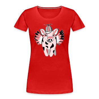 small winged pig - Women's Premium Organic T-Shirt - red - Front - Mia (176cm)