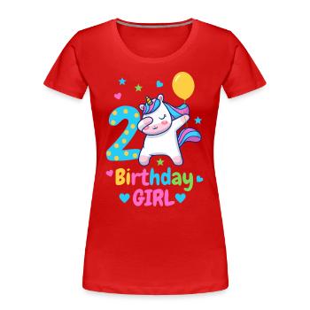 2nd birthday unicorn - Women's Premium Organic T-Shirt - red - Front - Mia (176cm)