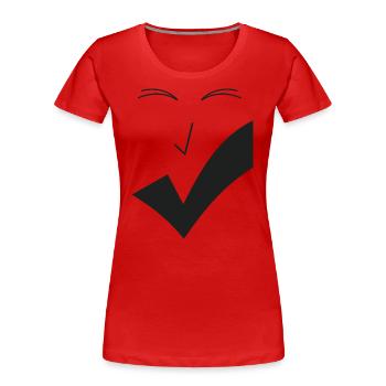 Feines Lächeln - Feines Gesicht F04. . - Frauen Premium Bio T-Shirt - Rot - Vorne - Mia (176cm)