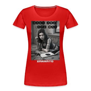 Make Art Not War - Version 2 - Frauen Premium Bio T-Shirt - Rot - Vorne - Mia (176cm)