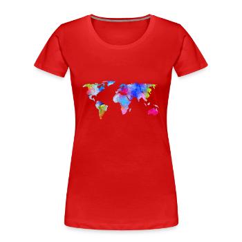 carte du monde - T-shirt bio Premium Femme - rouge - Devant - Mia (176cm)